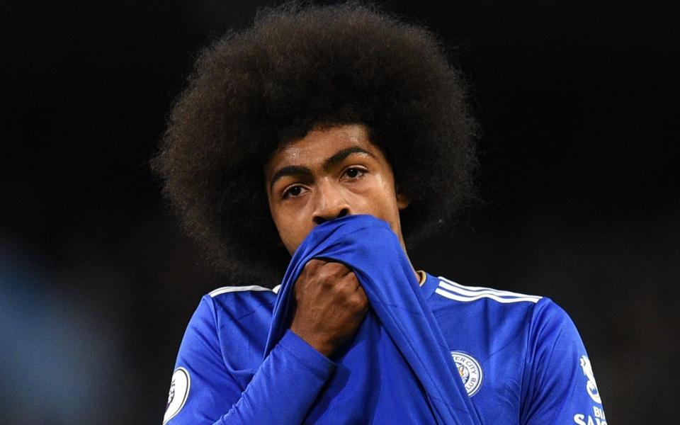 Leicester City's English midfielder Hamza Choudhury leaves the pitch after the final whistle of the English Premier League football match between Manchester City and Leicester City at the Etihad Stadium - OLI SCARFF/AFP/Getty Images