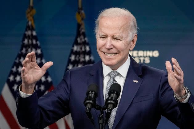 President Joe Biden speaks about inflation and the economy in the South Court Auditorium on the White House campus Tuesday. (Photo: Drew Angerer via Getty Images)