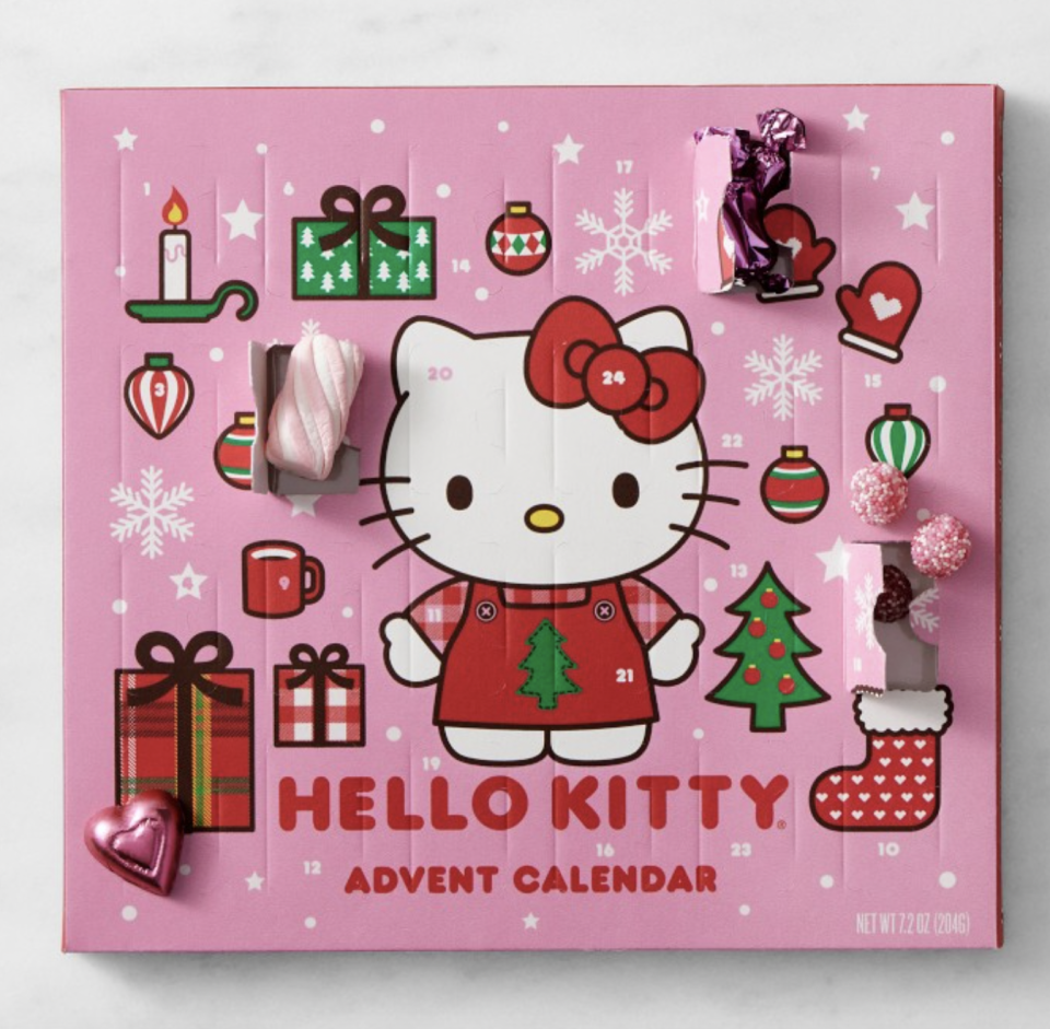 <p><a href="https://go.redirectingat.com?id=74968X1596630&url=https%3A%2F%2Fwww.williams-sonoma.com%2Fproducts%2Fhello-kitty-advent-calendar%2F&sref=https%3A%2F%2Fwww.redbookmag.com%2Flife%2Fcharity%2Fg45563384%2F21-incredibly-cool-advent-calendars-for-the-holiday-season%2F" rel="nofollow noopener" target="_blank" data-ylk="slk:Shop Now;elm:context_link;itc:0;sec:content-canvas" class="link ">Shop Now</a></p><p>Advent Calendar</p><p>Williams Sonoma</p><p>$40.00</p><span class="copyright">Williams Sonoma</span>