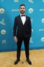 <p>Brett Goldstein, who is nominated for his role of Roy Kent tonight, just arrived on the red carpet wearing a classic tux. Here's hoping we get a repeat of last year's <a href="https://www.youtube.com/watch?v=XO9-n0lqqJA" rel="nofollow noopener" target="_blank" data-ylk="slk:expletive-filled acceptance speech this evening;elm:context_link;itc:0;sec:content-canvas" class="link ">expletive-filled acceptance speech this evening</a>. </p>