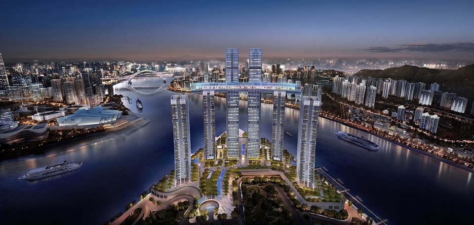 Artist's impression of the completed Raffles City Chongqing