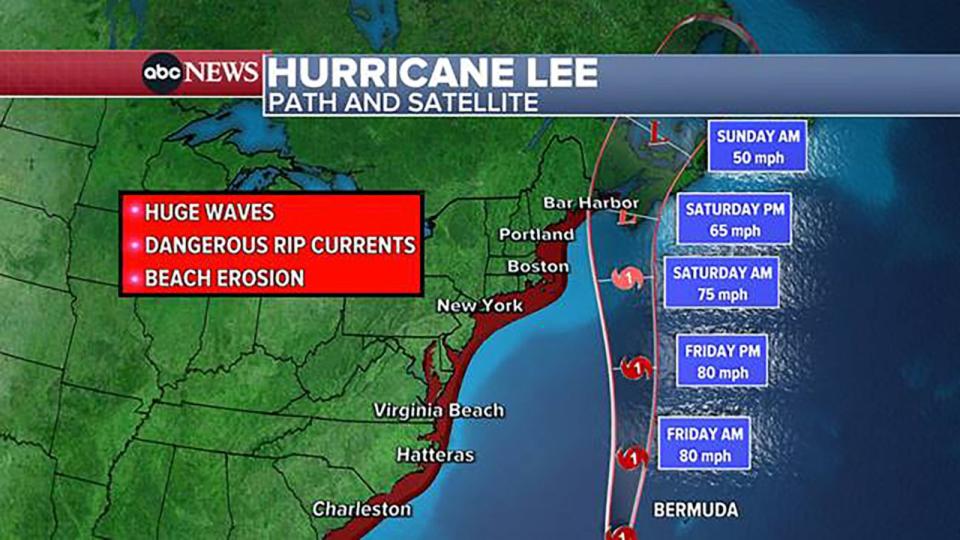 PHOTO: Hurricane Lee path. (ABC News)