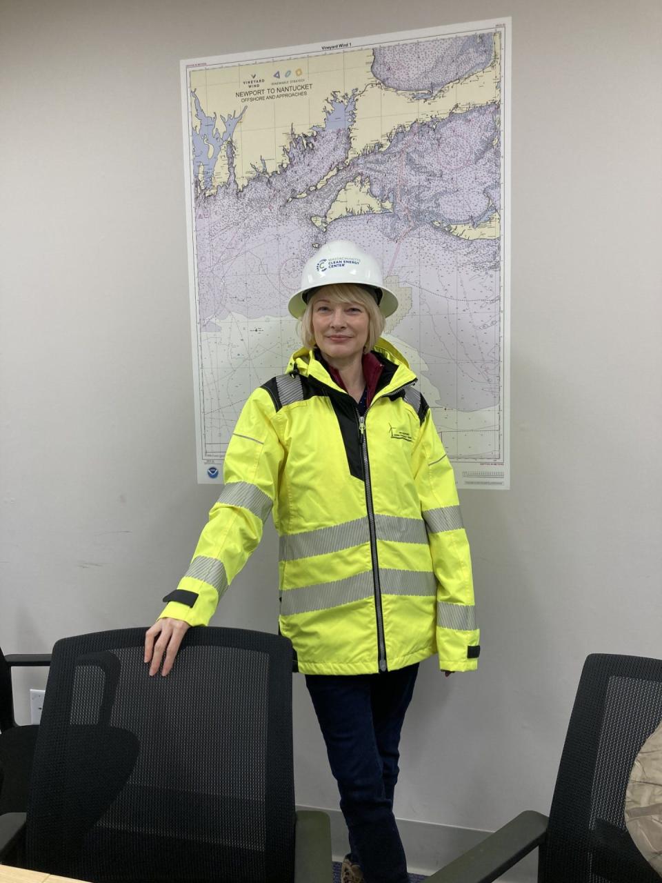 New Massachusetts Clean Energy Center CEO Emily Reichert toured the New Bedford Marine Commerce Terminal for the first time her ninth day on the job.