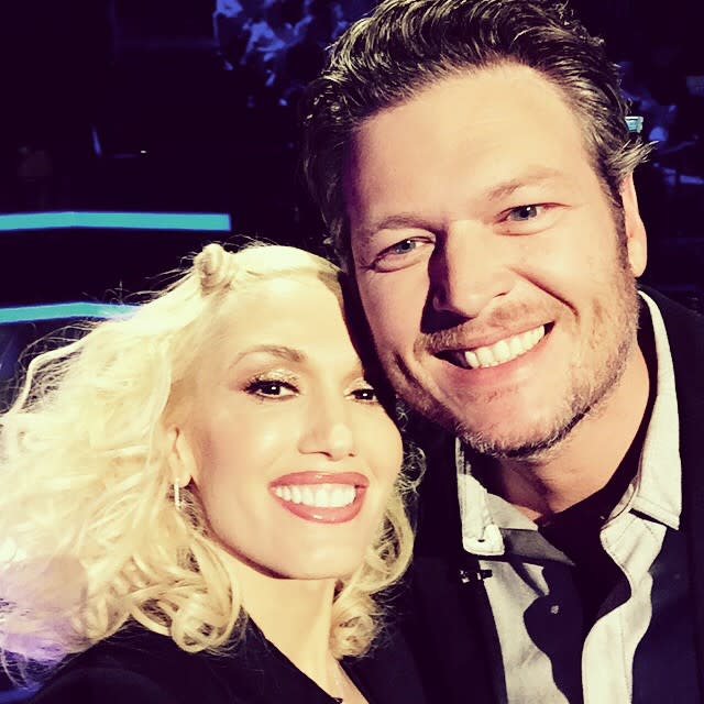 November 25, 2014: Gwen Stefani and Blake Shelton post their first selfie together