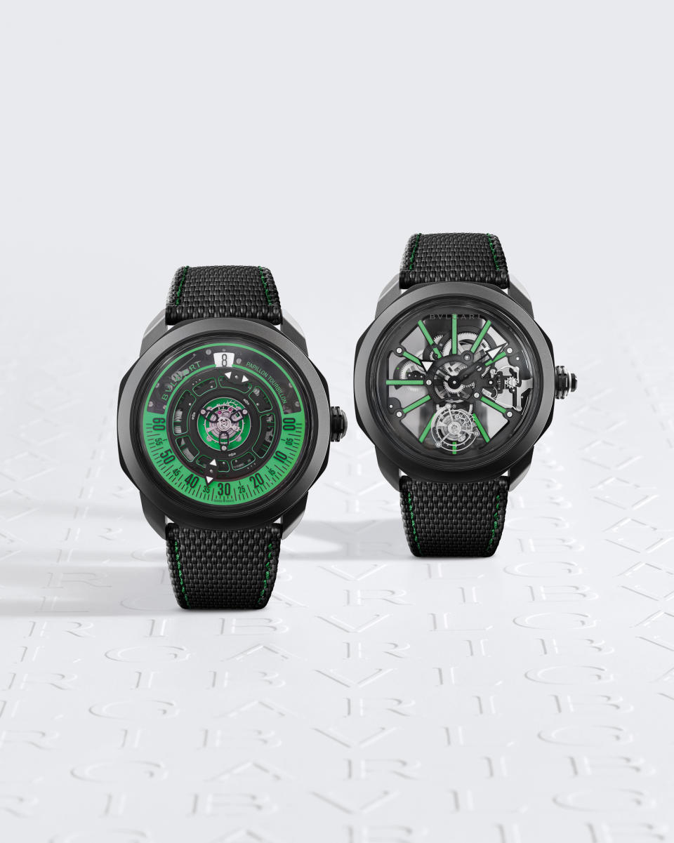 Bulgari Octo Roma Striking Papillon Tourbillon and Striking Tourbillon Sapphire watches.