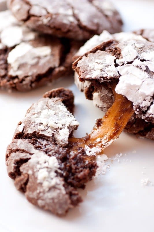 <p>Cooking Classy</p><p>Taking the classic crinkle cookie to the next level.</p><p><strong>Get the recipe: <a href="https://www.cookingclassy.com/salted-caramel-stuffed-chocolate-crinkle-cookies/" rel="nofollow noopener" target="_blank" data-ylk="slk:Salted Caramel Stuffed Chocolate Crinkle Cookies;elm:context_link;itc:0;sec:content-canvas" class="link ">Salted Caramel Stuffed Chocolate Crinkle Cookies</a></strong></p>