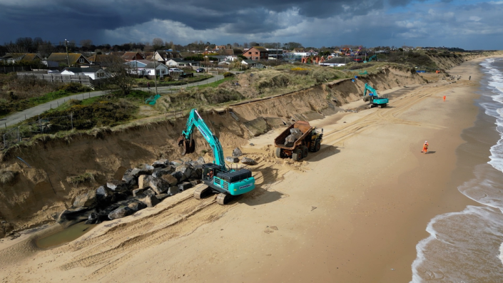 Rocas en la playa de Hemsby