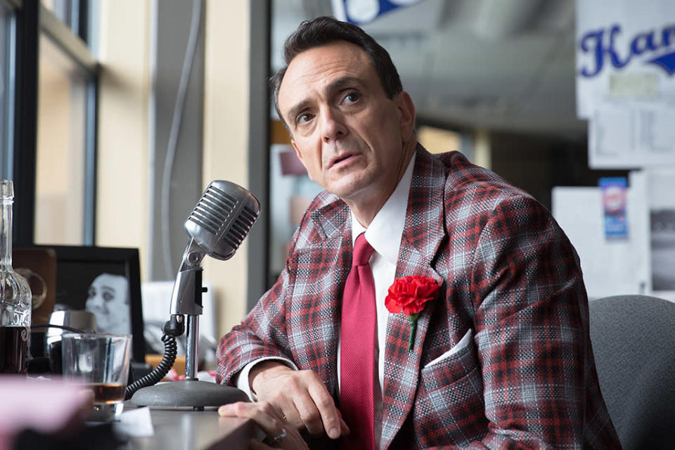 <p><strong>Where You’ve Been Watching Him:</strong> <strong>IFC’s <em>Brockmire</em>, Fox’s <em>The Simpsons</em>, and Showtime’s <em>Ray Donovan</em></strong><br> Emmy winner Hank Azaria doesn’t just play characters; he creates them. A lineup of the best <em>Simpsons</em> regulars (Moe, Comic Book Guy, Apu, Chief Wiggum, Duffman, Snake, Cletus, and Superintendent Chalmers, to name but a few) is evidence of how skilled the actor is at crafting a character with just his voice. And live-action performances as vengeance-seeking, karaoke-loving Ray enemy Ed Cochran on <em>Ray Donovan</em> (for which he won an Emmy) and his current role as hilarious but deceptively deep old-timey baseball announcer Jim Brockmire (for which he should win an Emmy) are what result from Azaria being allowed to run amok with his full skill set. —<em>KP</em><br><strong><a rel="nofollow" href="https://www.yahoo.com/tv/brockmire-preview-star-hank-azaria-talks-about-creating-one-of-tvs-funniest-new-characters-215058319.html" data-ylk="slk:Read our Q&A with Hank Azaria on creating the character Brockmire.;outcm:mb_qualified_link;_E:mb_qualified_link;ct:story;" class="link rapid-noclick-resp yahoo-link">Read our Q&A with Hank Azaria on creating the character Brockmire.</a></strong><br> (Photo: IFC) </p>