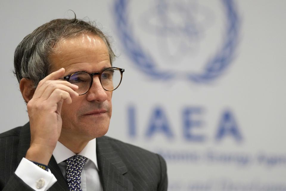 International Atomic Energy Agency (IAEA) Director General, Rafael Grossi, arrives for an IAEA Board of Governors meeting in Vienna, Austria, Wednesday, Nov. 22, 2023. (AP Photo/Matthias Schrader)