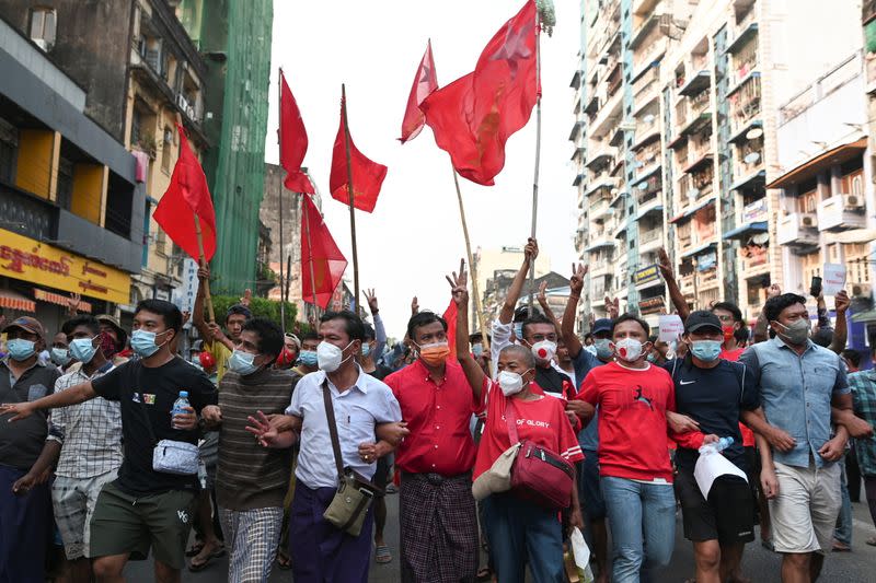 Protest against the military coup in Yangon