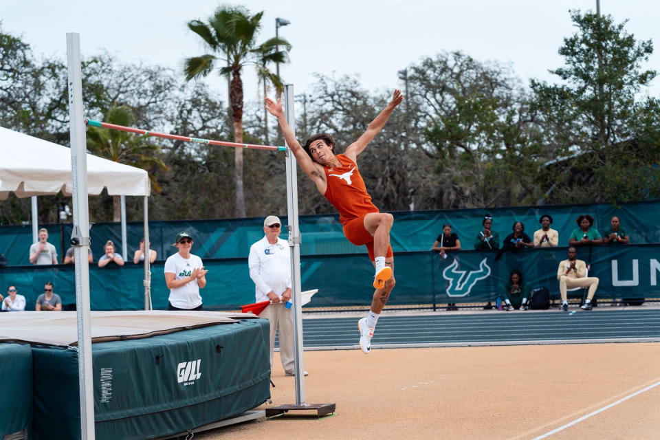 Hurley high jumping for the University of Texas<span class="copyright">Courtesy Sam Hurley</span>