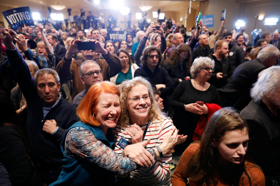 Supporters of U.S. Democratic congressional candidate Conor Lamb react to the results coming in during Lamb’s election night rally in Pennsylvania’s 18th U.S. Congressional district special election against Republican candidate and state Rep. Rick Saccone in Canonsburg, Pa., March 13, 2018. (Photo: Brendan McDermid/Reuters)