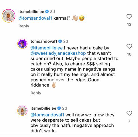 <p>Sweet Lady Jane/Instagram</p> Tom Sandoval comments on Sweet Lady Jane's closure announcement