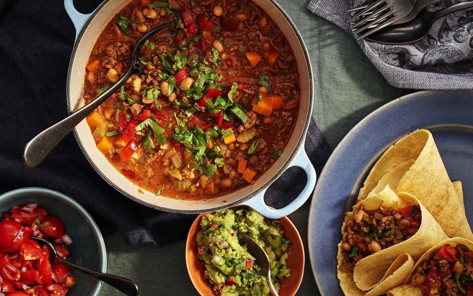 Chilli beef and guacamole - Credit: ANDREW TWORT & ANNIE HUDSON