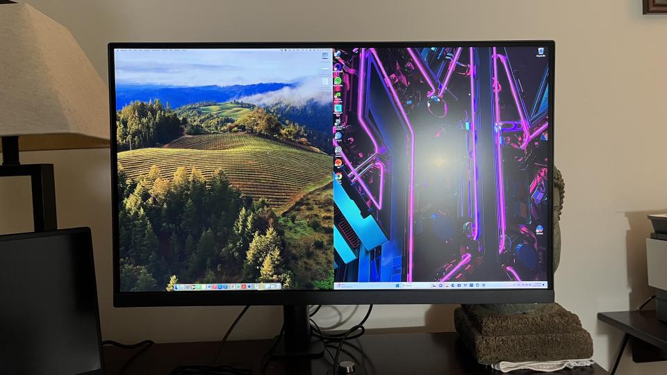 A BenQ PD2705UA monitor on a desk