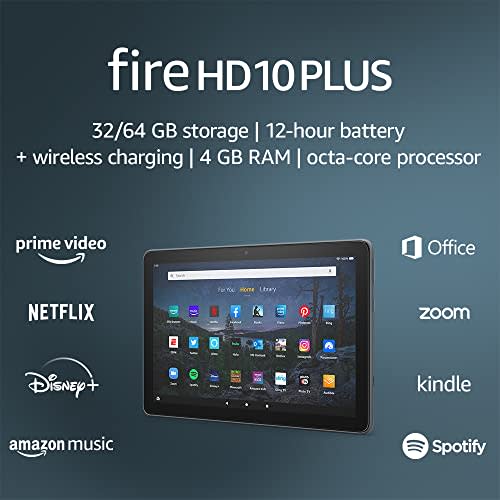 Fire HD 10 Plus tablet, 10.1", 1080p Full HD, 32 GB, latest model (2021 release), Slate