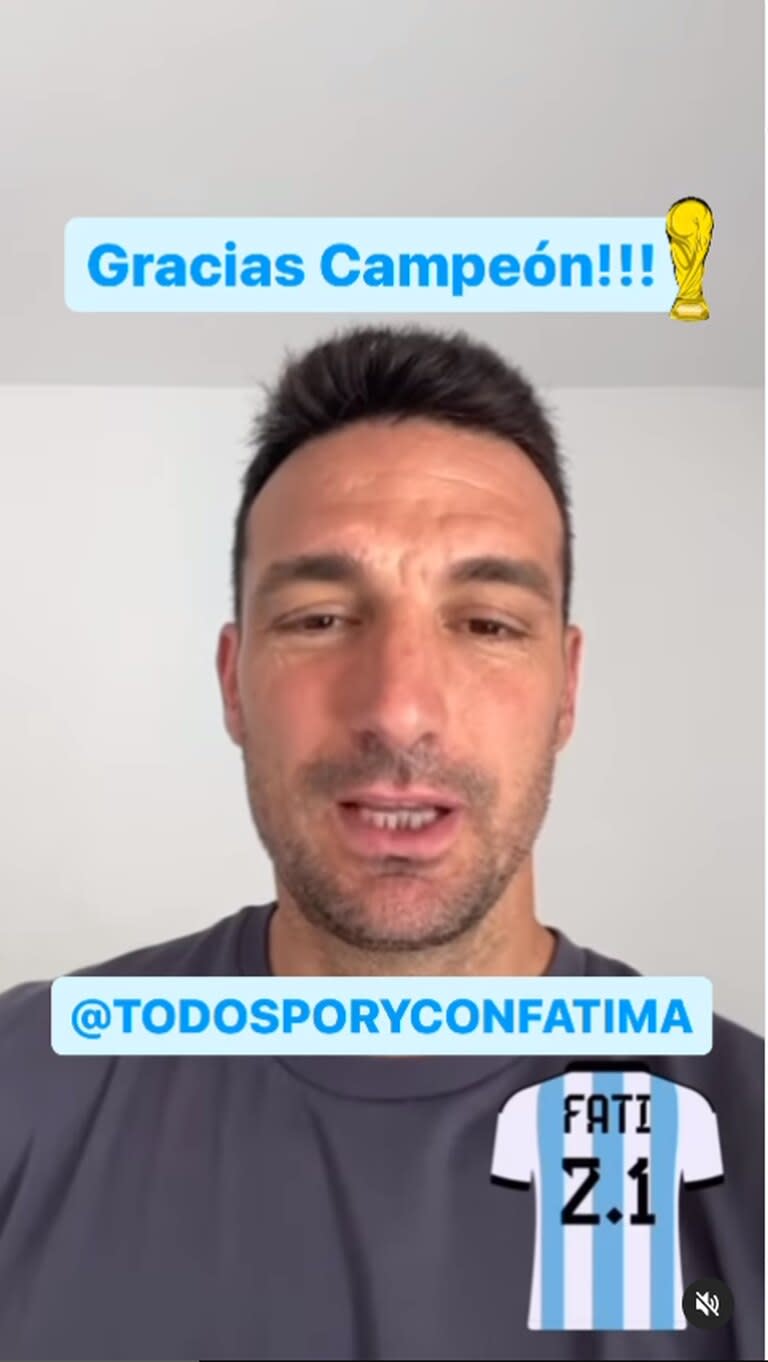 Lionel Scaloni se suma a la campaña por Fátima