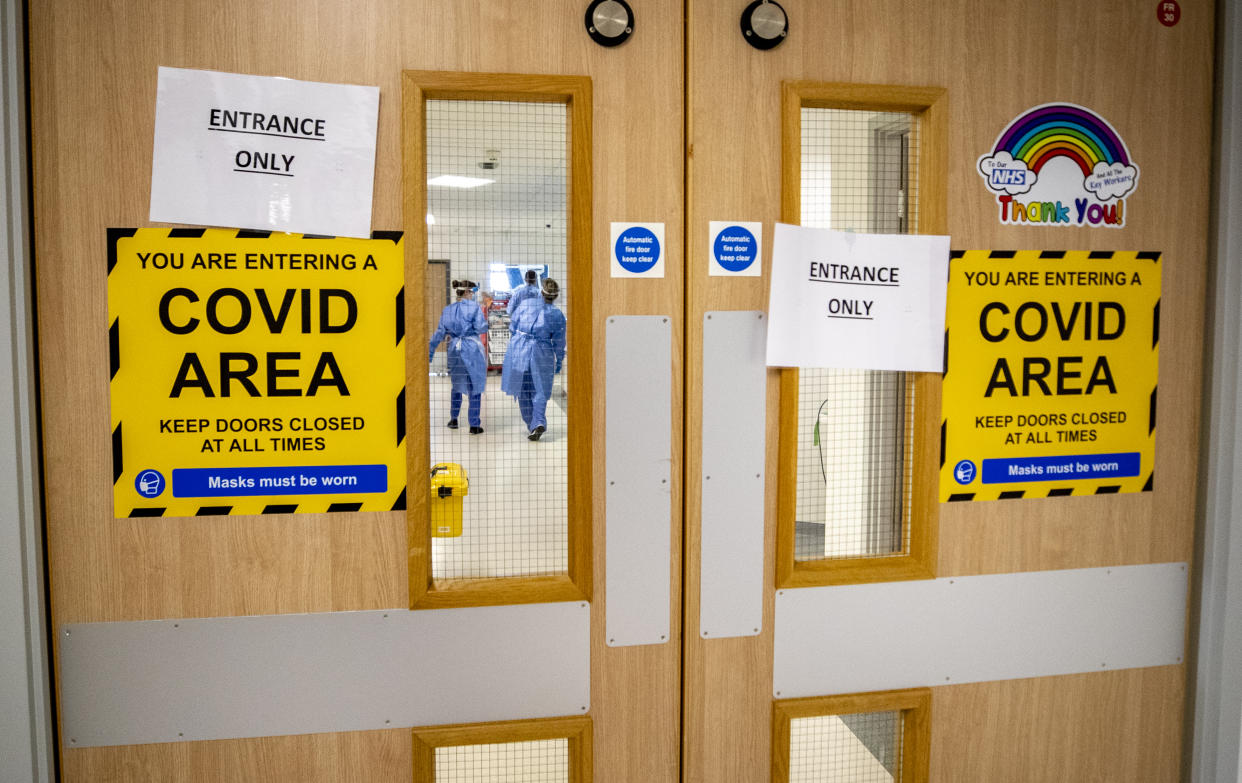 One of five Covid-19 wards at Whiston Hospital in Merseyside. A medical director at the hospital has said the need to continue operations at the same time as treating coronavirus patients has "significantly complicated" the second wave.