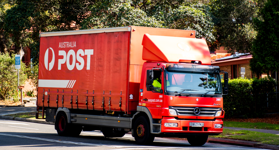 An Australia Post truck is seen, as a Queensland man criticises the company for losing his package. 