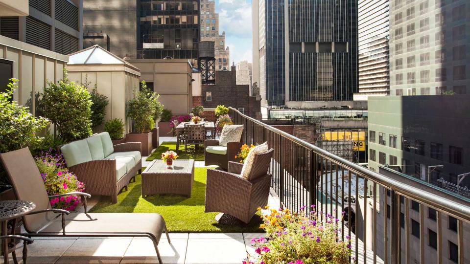 A terrace at The Chatwal, voted one of the best city hotels in the United States