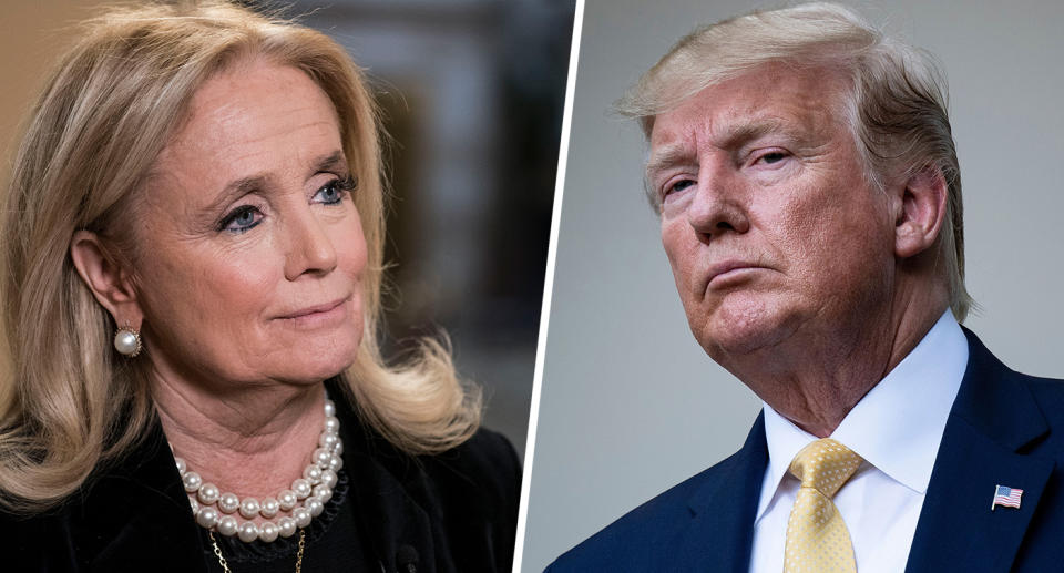 Rep. Debbie Dingell, D-Mich.(Photo by Sarah Silbiger/Getty Images) President Donald Trump (Photo by