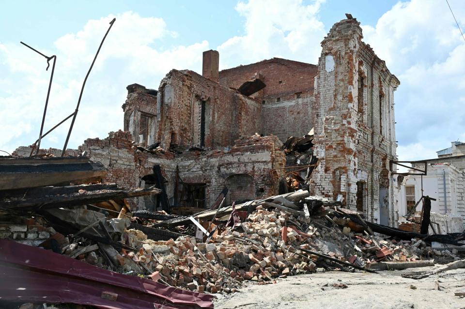 A destroyed building in the town of Kupiansk, Kharkiv region (AFP via Getty Images)