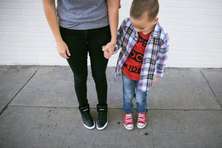 Rachel Hollis and son. 