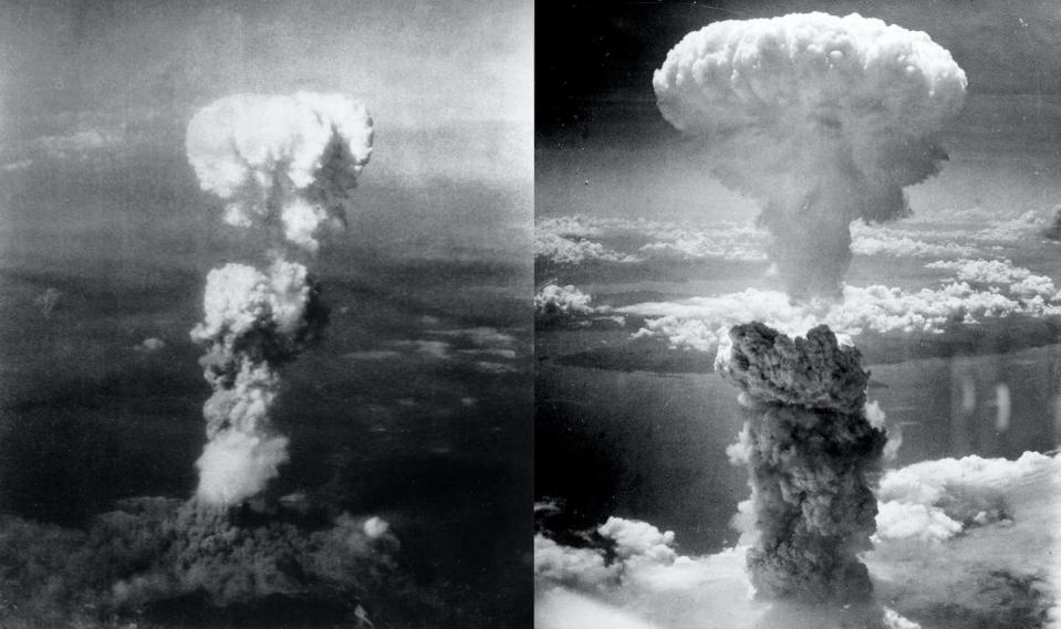 Explosión de las bombas atómicas sobre Hiroshima y Nagasaki (Japón). <a href="https://es.wikipedia.org/wiki/Archivo:Atomic_bombing_of_Japan.jpg" rel="nofollow noopener" target="_blank" data-ylk="slk:George R. Caron y Charles Levy / Wikimedia Commons;elm:context_link;itc:0;sec:content-canvas" class="link ">George R. Caron y Charles Levy / Wikimedia Commons</a>