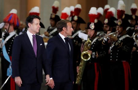 French President Emmanuel Macron and Italian Prime Minister Giuseppe Conte meet in Rome