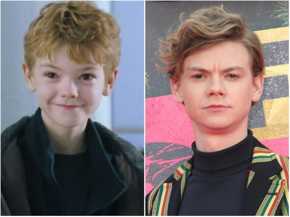 Thomas Brodie-Sangster in ‘Love Actually’ and in 2022 (Universal, Getty)