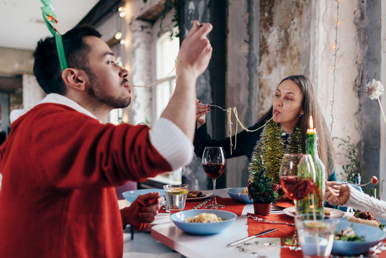 People eating during the holiday season