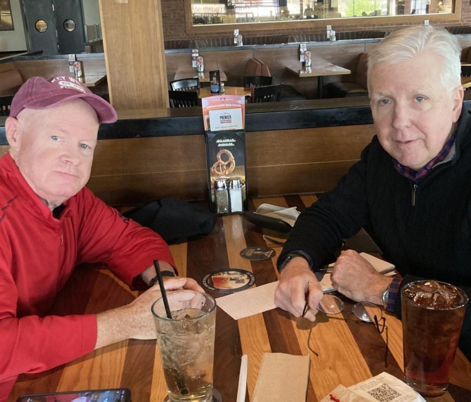 Former New York City Police Detective Martin Davin with Record and NorthJersey.com columnist Mike Kelly in April at a restaurant in Rockland County, New York. It was their first meeting since they spoke near the rubble of the World Trade Center in lower Manhattan on Sept. 11, 2001. Davin now suffers from a variety of health problems after breathing toxic air near Ground Zero. But to gain NYPD health benefits, he had to prove he was actually on the site. So he tracked down Kelly who quoted Davin in his reporting from Ground Zero during the 9/11 attacks.