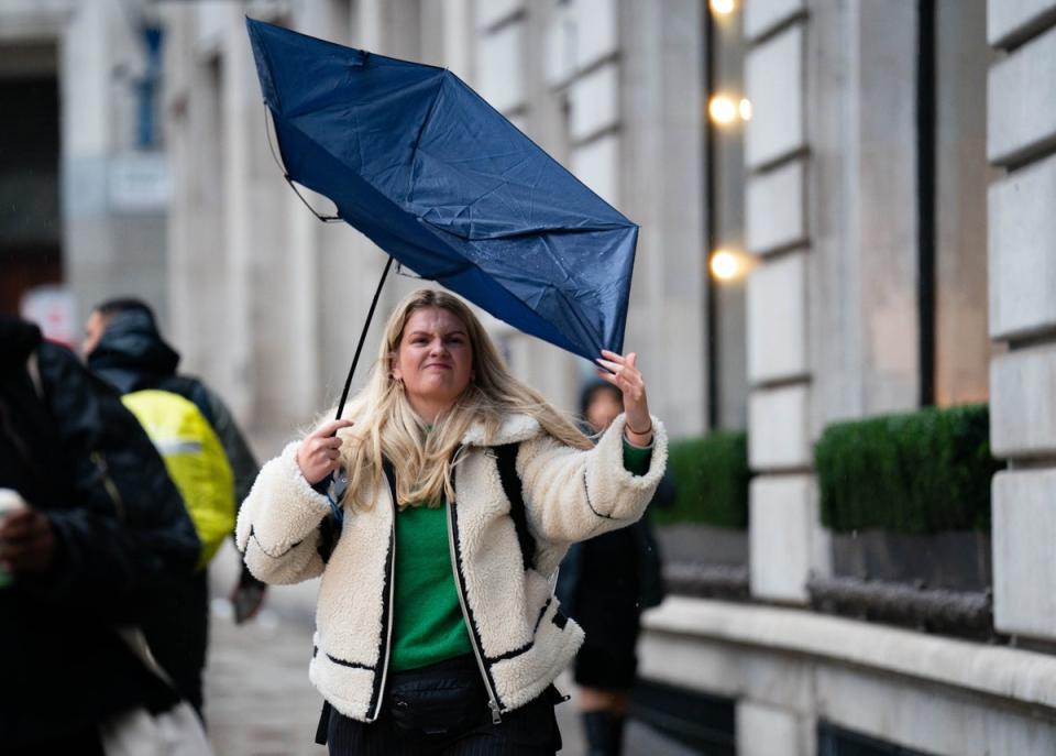 Gusts of 80mph could be experienced in exposed areas, with 40-50mm of rain possible over higher ground (PA)