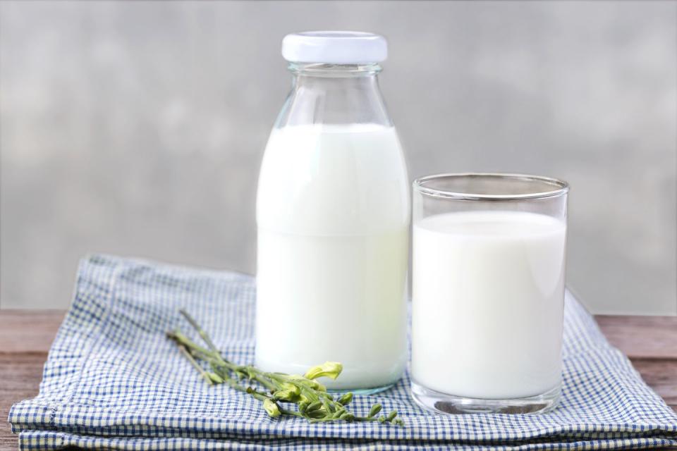 <p>It may sound like an old wives' tale, but there’s some science behind the time-honored <a href="https://www.goodhousekeeping.com/health/diet-nutrition/g27128821/best-milk-alternative-substitutes/" rel="nofollow noopener" target="_blank" data-ylk="slk:glass of milk;elm:context_link;itc:0;sec:content-canvas" class="link ">glass of milk</a> before bed. A cup of <a href="https://www.ncbi.nlm.nih.gov/pmc/articles/PMC4638207/" rel="nofollow noopener" target="_blank" data-ylk="slk:milk;elm:context_link;itc:0;sec:content-canvas" class="link ">milk</a> provides minerals like calcium, potassium, and magnesium. Magnesium in particular has been studied for its <a href="https://www.ncbi.nlm.nih.gov/pmc/articles/PMC5452159/" rel="nofollow noopener" target="_blank" data-ylk="slk:role in anxiety;elm:context_link;itc:0;sec:content-canvas" class="link ">role in anxiety</a> — yet 68% of Americans aren't getting enough of this mineral. </p>