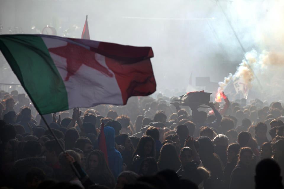 Students and Unemployed Demonstrators Protest Against The Severity Of Austerity Measures