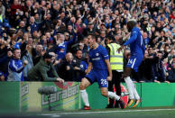 Soccer Football - Premier League - Chelsea vs Watford - Stamford Bridge, London, Britain - October 21, 2017 Chelsea's Cesar Azpilicueta celebrates scoring their third goal Action Images via Reuters/Matthew Childs