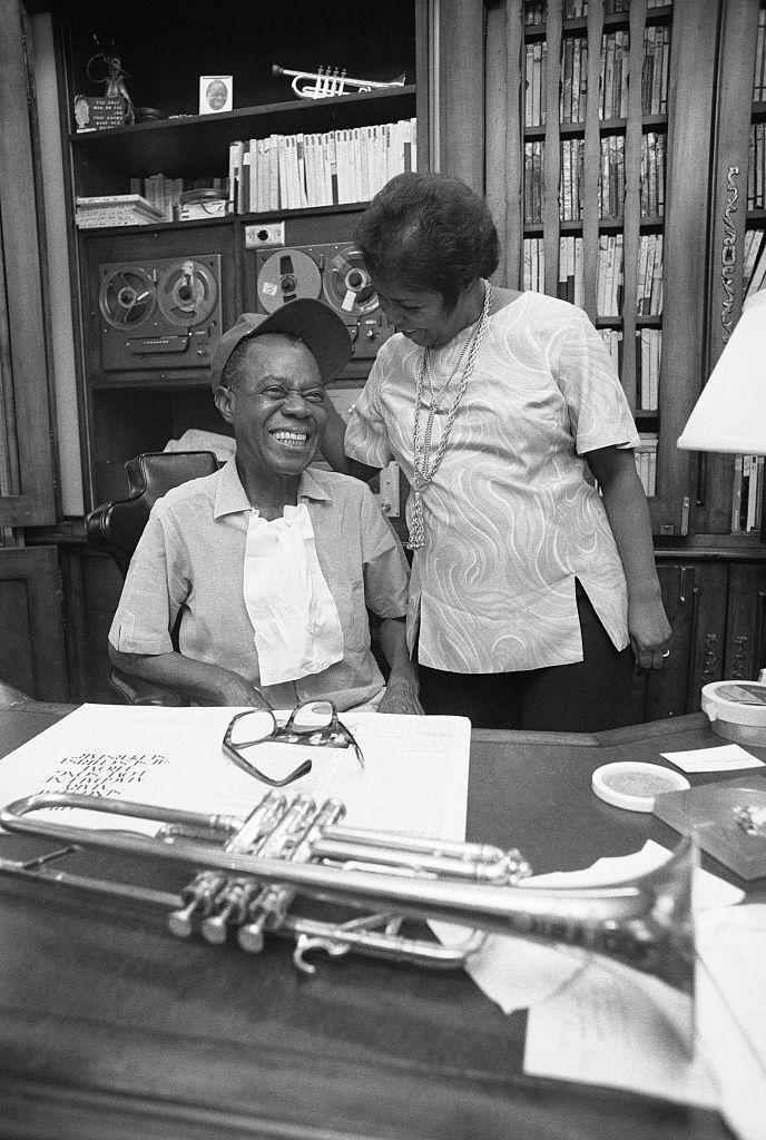 <p>Born in New Orleans, jazz musician Louis Armstrong moved to New York in 1924. Here, he's pictured with his fourth wife and native New Yorker, Lucille, at their home in Corona, Queens, in 1970.</p>