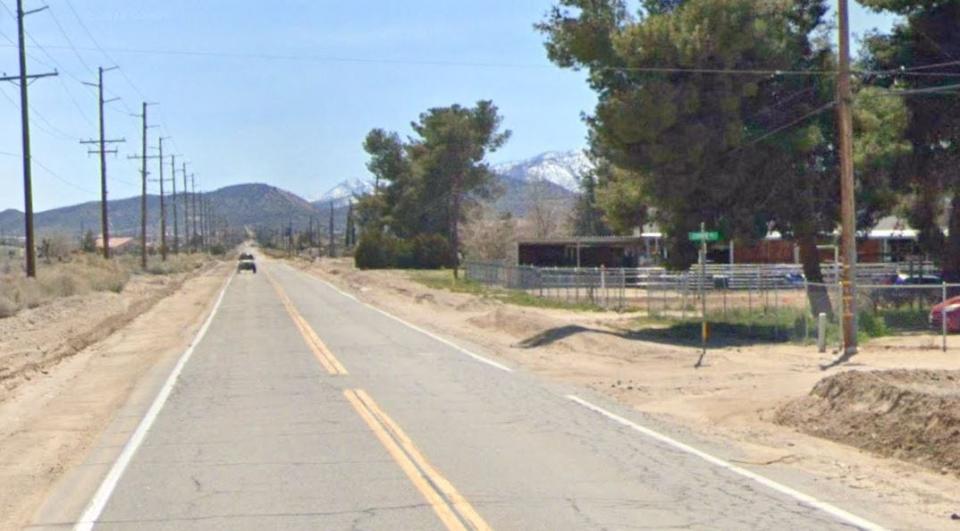 The intersection of Johnson and Coyote roads in Phelan, pictured in a Google Street View image.