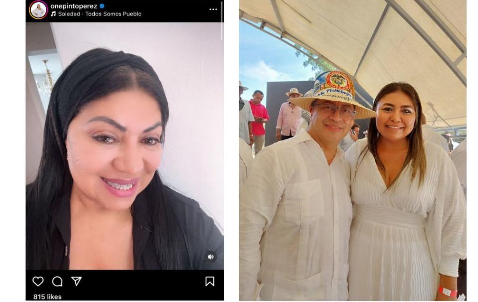 <span>Comparación del 16 de mayo de 2024 entre una publicación de Instagram del perfil de la política colombiana Oneida Pinto (I) y una fotografía enviada por la abogada Liliana Duarte a la AFP</span>