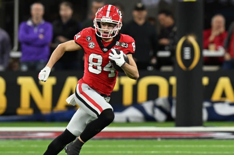 Former Georgia pass catcher Ladd McConkey is expected to be picked at some point during the 2024 NFL Draft. File Photo by Jon SooHoo/UPI