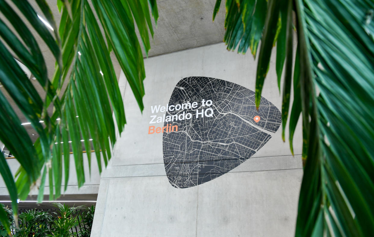 10 April 2019, Berlin: The newly opened headquarters of the Zalando Campus in Valeska-Gert-Straße. The campus consists of 12 buildings with currently 6000 employees. Photo: Jens Kalaene/dpa-Zentralbild/dpa (Photo by Jens Kalaene/picture alliance via Getty Images)