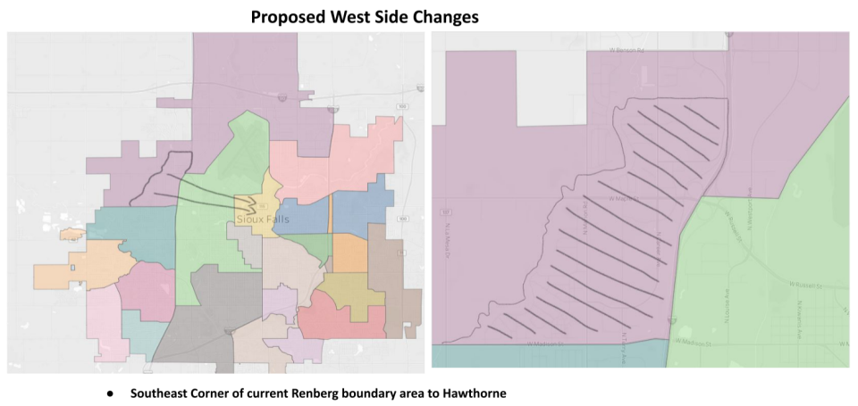 A rendering of the boundary changes the Sioux Falls School District is considering for Renberg Elementary School.