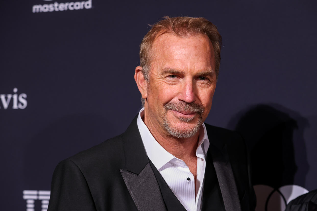 Kevin Costner arrives at the Pre-Grammy Gala held at The Beverly Hilton on February 4, 2023 in Beverly Hills, California. (Photo by Mark Von Holden/Variety via Getty Images)