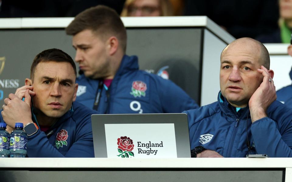 Steve Borthwick and Kevin Sinfield watch England get beaten by Scotland - David Rogers/Getty Images