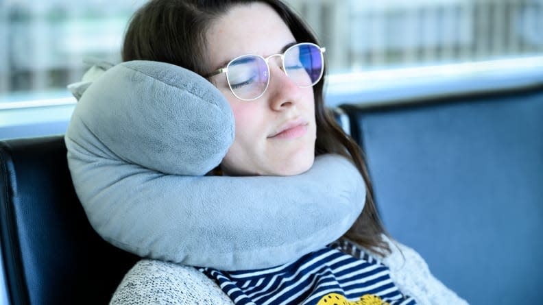 Made from velour-like material, the J-Pillow is snuggle-friendly and looks a bit like a stuffed elephant.