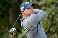 FILE - Shaun Norris, of South Africa, plays his shot from the 14th tee during the second round of the US Open Golf Championship, on Sept. 18, 2020, in Mamaroneck, N.Y. After years of travel and wanting to look after his family, 40-year-old Norris is contemplating a place in the Saudi-backed LIV Golf league. (AP Photo/Charles Krupa, File)