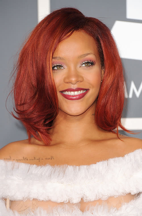 With her bad gal transformation underway, Rihanna may have been the “Only Girl (In the World)" who could pull a fuzzy see-through gown and bright red hair, but she did it.