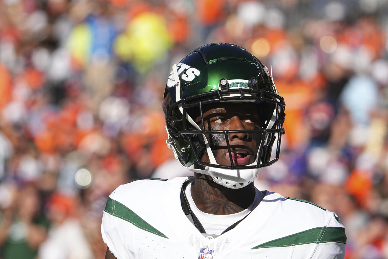 Sauce Gardner will miss the Jets' NFL Week 6 matchup with the Eagles. (AP Photo/Bart Young)