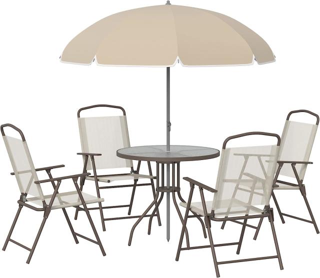 Outsunny 6PC Outdoor Patio Umbrella Set. Image via Amazon.