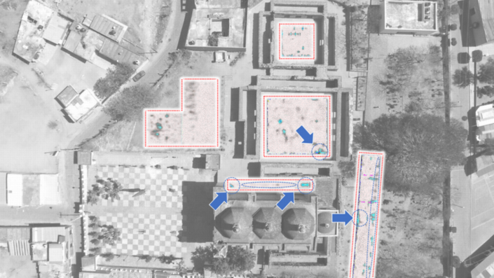 Geophysical methods helped reveal voids that could have been underground chambers and tunnels, researchers said.